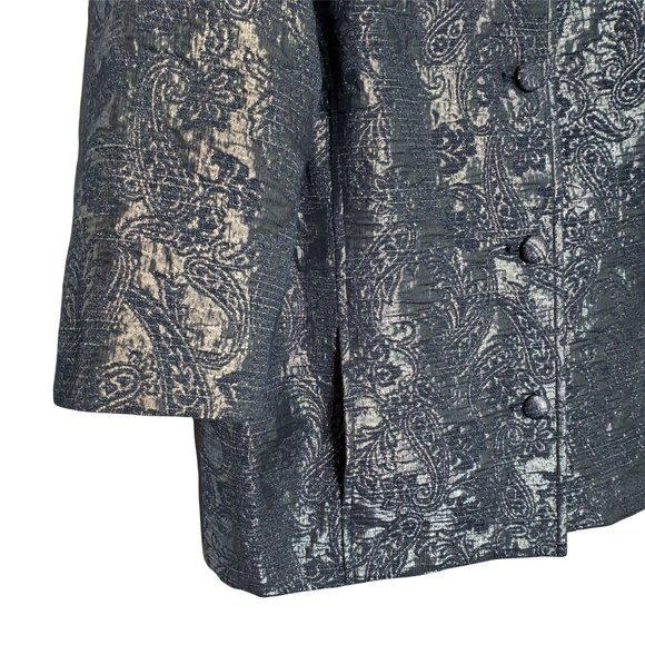Alfred Dunner NWT Size 18 Jacket Shimmer Paisley Embroidered Button Silver Blue - Picture 5 of 8